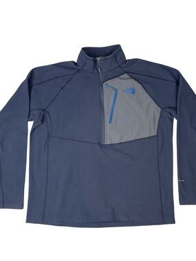 The North Face Pullover Mens Blue Fleece Quarter Zip FlashDry Zip Pocket